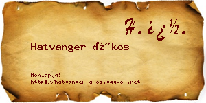 Hatvanger Ákos névjegykártya